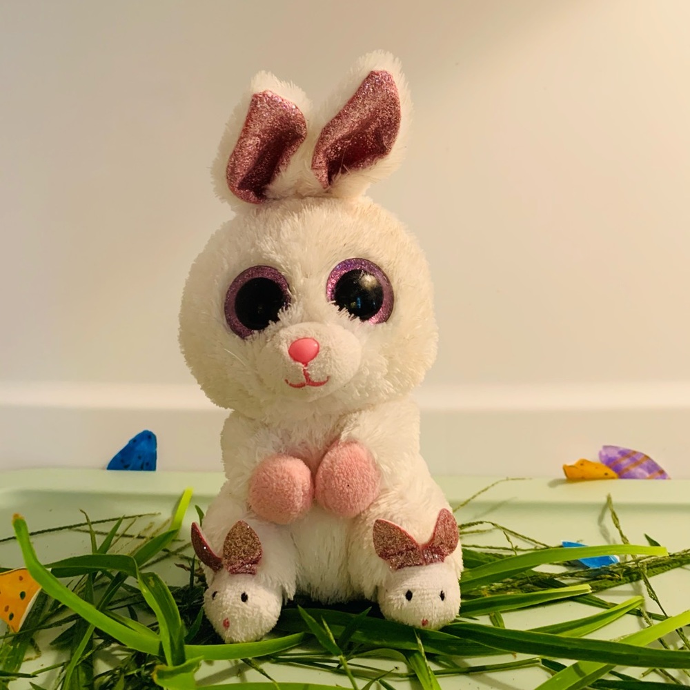 Sweet Beanie Boo Bunny with Bunny Booties on- “Slippers”